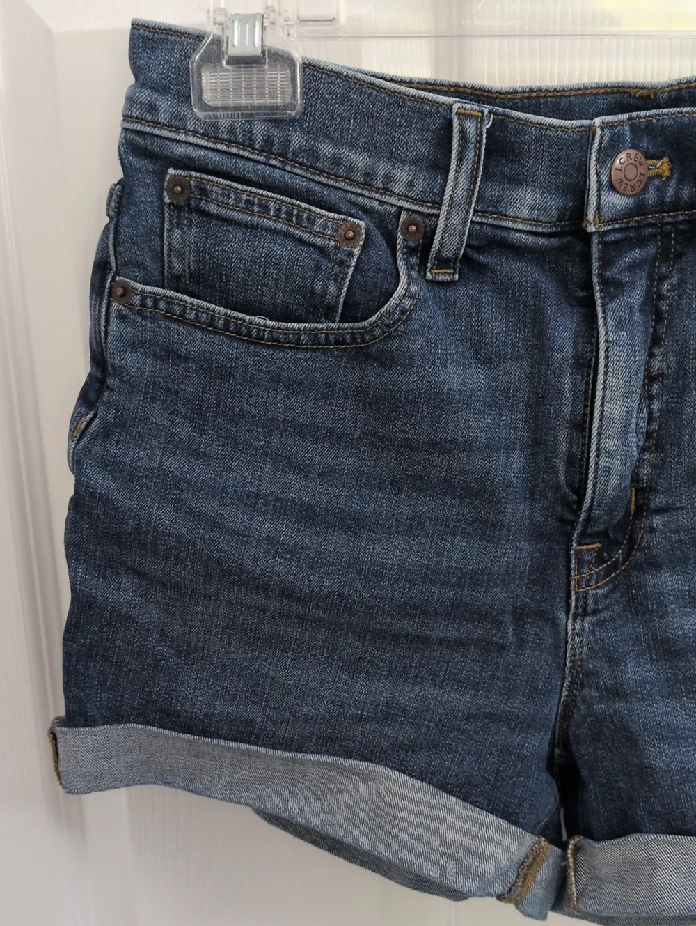 J Crew Women's High Rise Cuffed Denim Shorts - 27